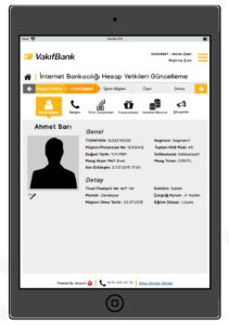 Vakıfbank tablet application user interface design Dashboard